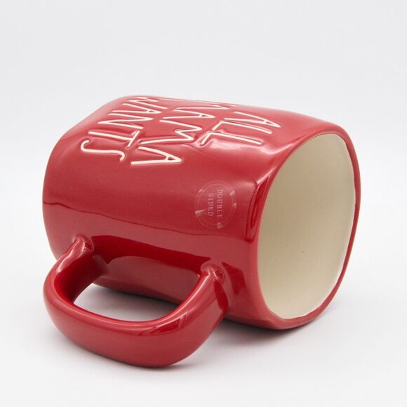 Red Rae Dunn Mug, All Mama Wants for Christmas 16oz Ceramic Coffee Cup Gift, New - Picture 7 of 10